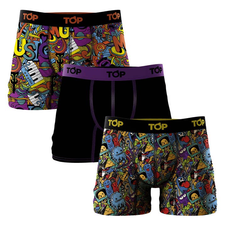 TOP - Vente Sous-vêtements – homme - Boxer en coton pour homme, lot de 3, collection Playlist25