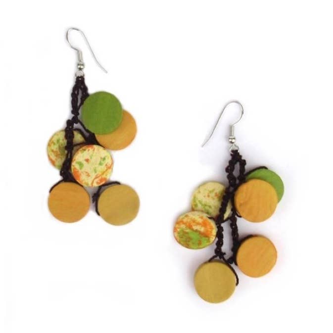 Jackie citrus splashed wood bead earrings for wholesale by Katie and Company