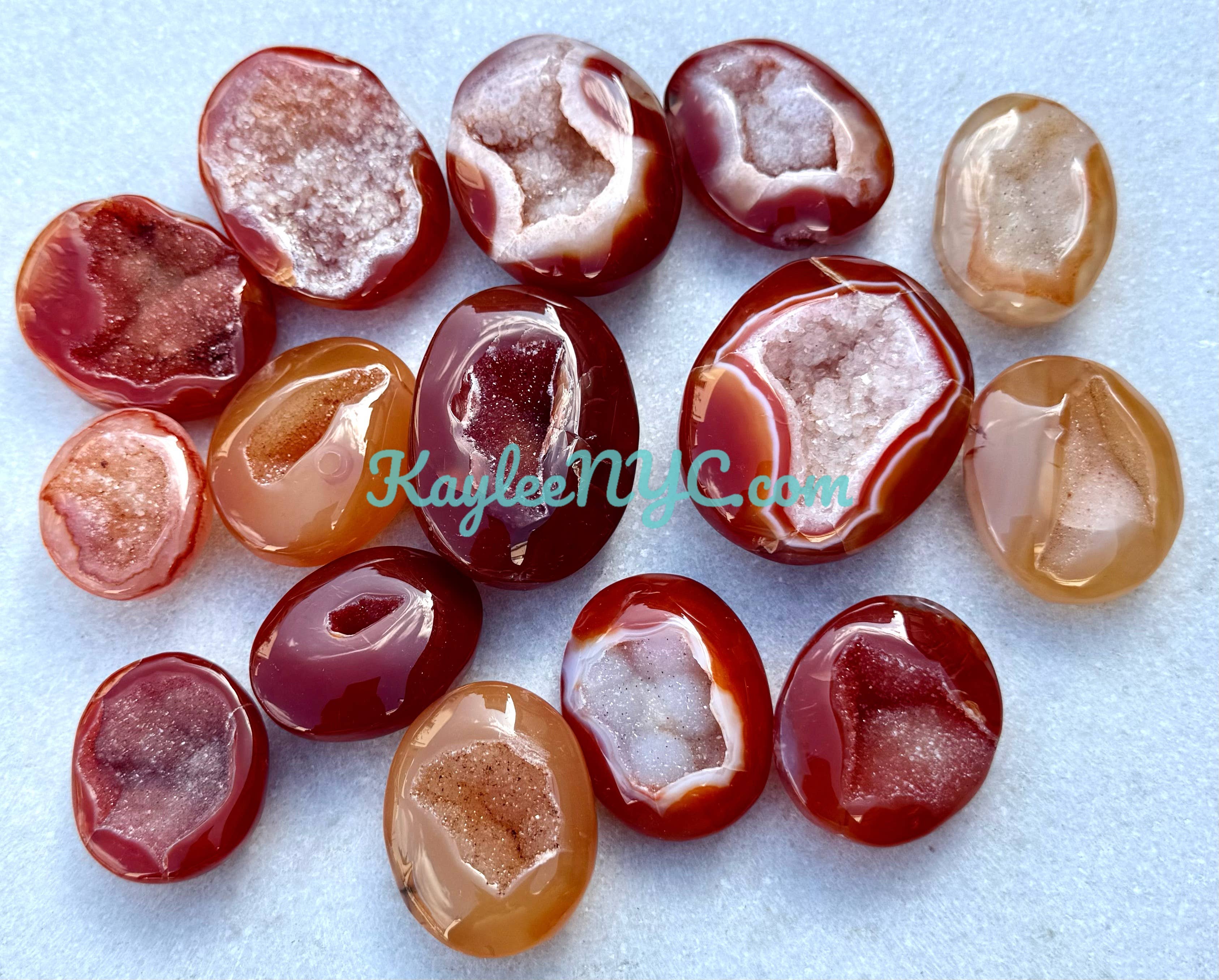 KayleeNYC - Wholesale Spiritual Stone/Crystal - 2 Lbs Natural Druzy Carnelian Palm Stone Crystal Energy 1