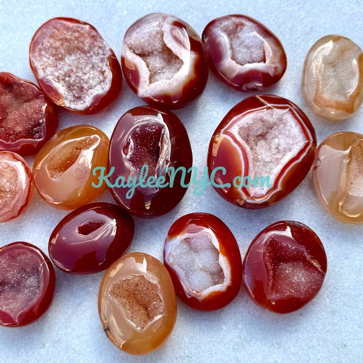 KayleeNYC - Wholesale Spiritual Stone/Crystal - 2 Lbs Natural Druzy Carnelian Palm Stone Crystal Energy 1