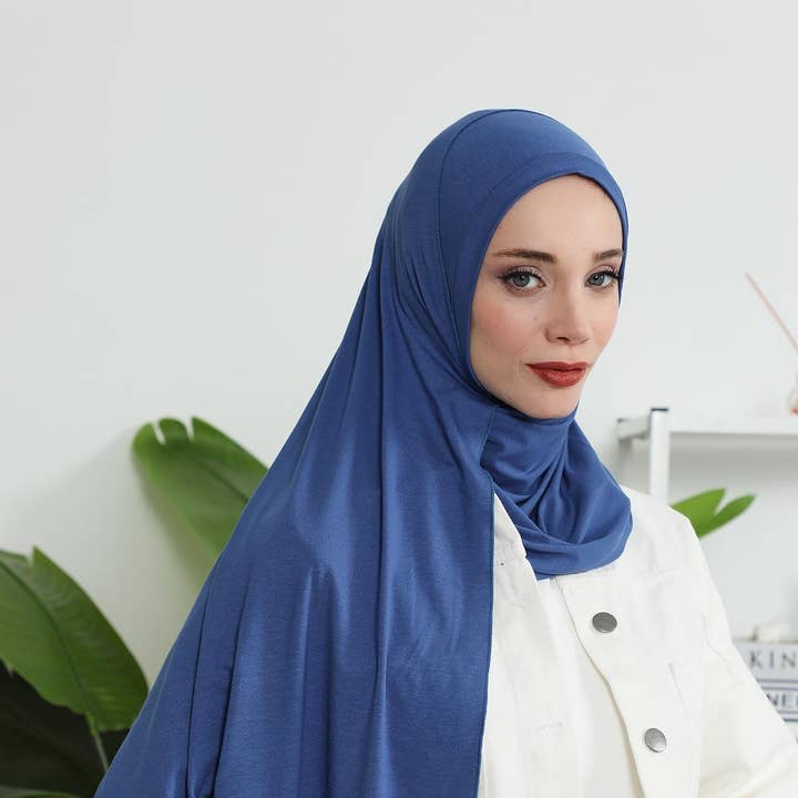 Jersey-Schal für Damen Sofortiger gekämmter Baumwollschal für Damen Baumwollbescheidenheit Sofortiger Turbanhut Kopftuch Fertig zum Tragen Schal, PS-16 für den Großhandel von Aisha's Design