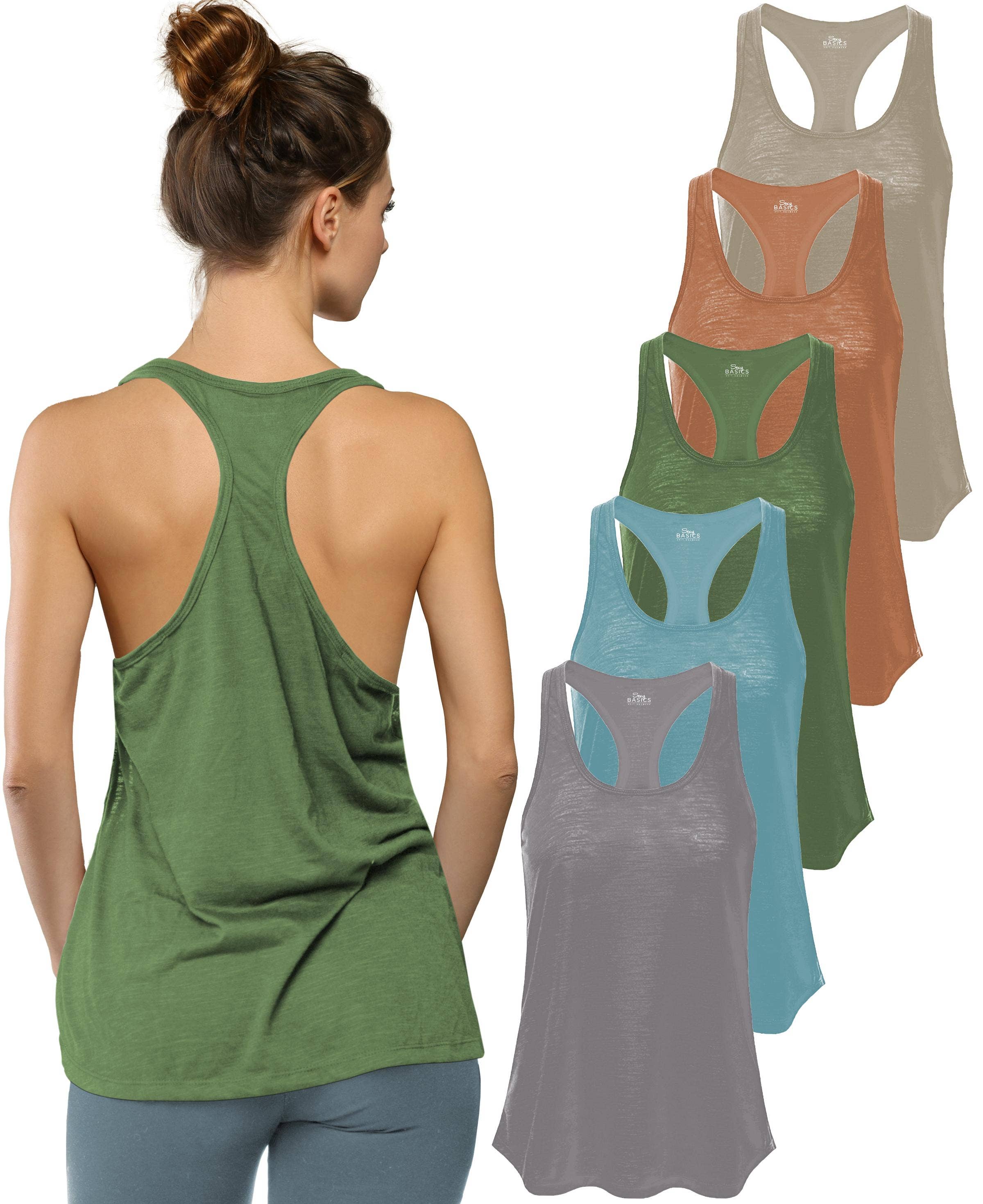 I-Wear Brands – Engroshandel Tanktop – Kvinder – 5 Pack Kvinder Svømmetøj Poly-Slub Udbrændthed Tank Top13