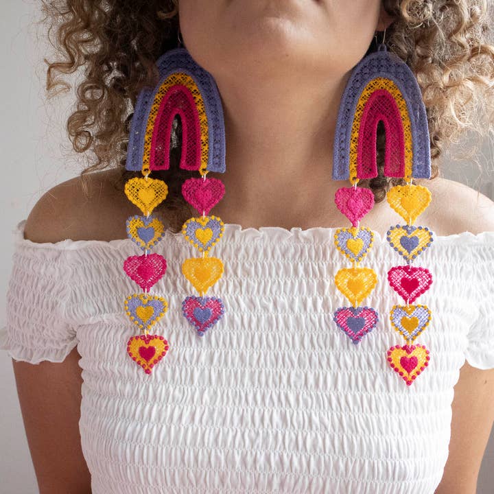Rainbow Heart Earrings - Oeko-Tex for wholesale by Olivia Lara