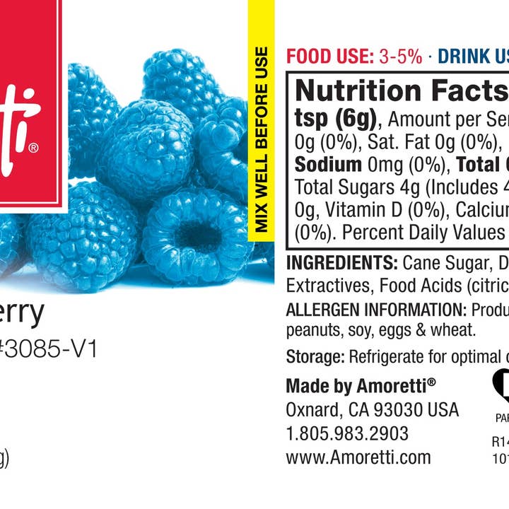 Amoretti - Wholesale Vanilla/Fruit Extract - Blue Raspberry Compound