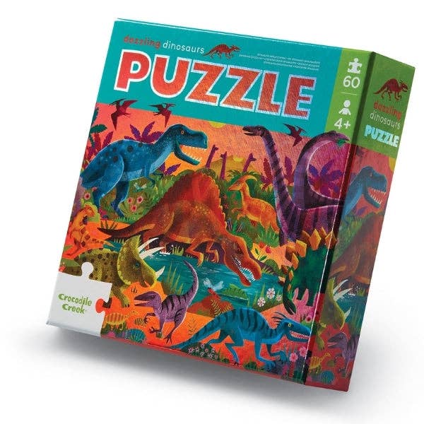 Crocodile Creek - Wholesale Puzzle - Kids - Foil Puzzle 60 pc - Dazzling Dinos0