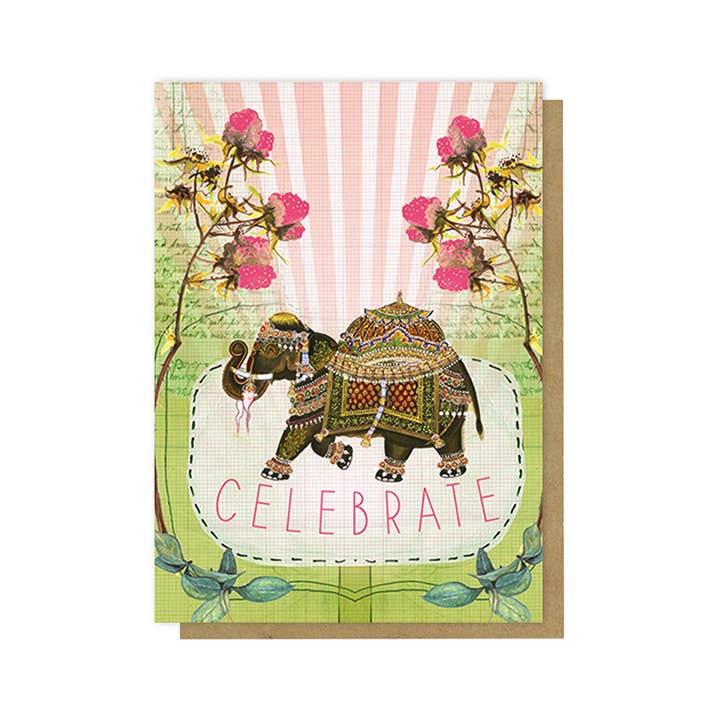 Greeting Card - Fancy Elephant Celebrate Greeting Card - Fancy Elephant Celebrate
