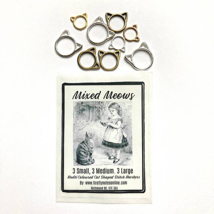 Firefly Notes - Wholesale Knitting/Crochet Supplies - Cat Stitch Markers, Small, Med or Large, Multi Colours, Knitting Gift, as Seen in Vogue Knitting!