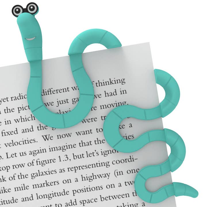 Marque-page Wally Bookworm - Signet amusant turquoise à clipser pour la vente par Artori Design LLC
