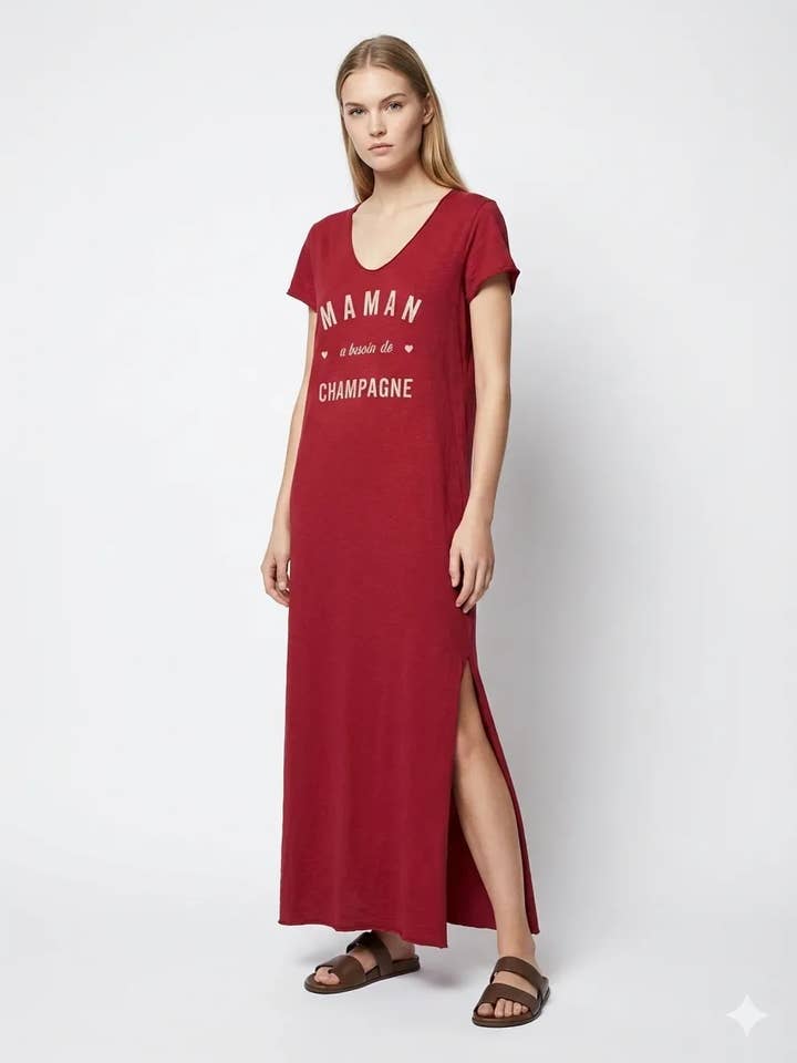 Lange jurk met split voor mama, maat 36-42 voor wholesale door Mimi & Gogo