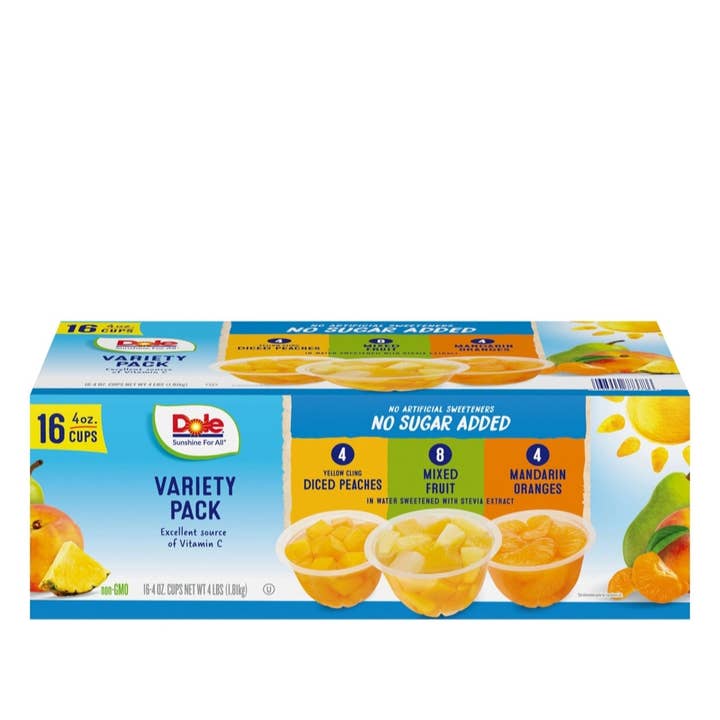 Majestic Wholesale - Wholesale Fruit Snacks - Dole No Sugar Added Mixed Fruit Variety Pack, 4 oz., 16 pk.