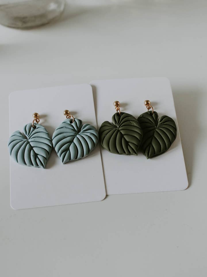 Leaf// Polymer Clay Earrings for wholesale by Kindness&Honey