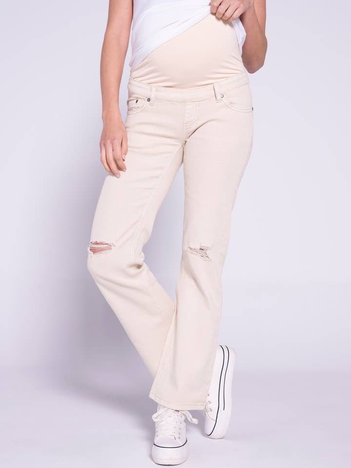 Klar Slim Fit Moderskap Jeans med Rips för wholesale av Ohma Barcelona