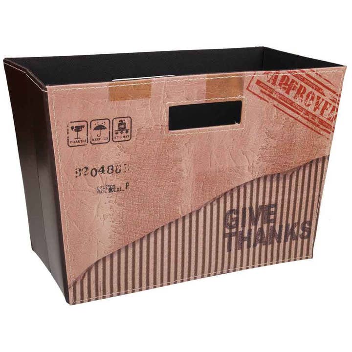 Printed faux leather magazine rack for wholesale by Creaciones Meng