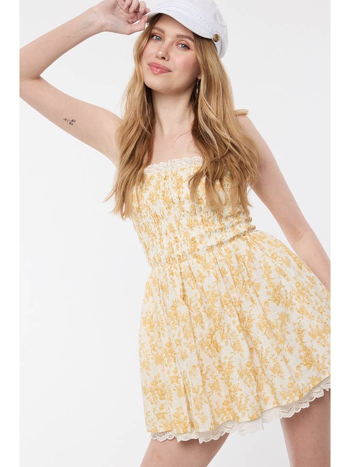 Sky to Moon - Wholesale Dress - Women's - PALE FLORAL ATTACHABLE TIE STRAP LACE MINI DRESS6