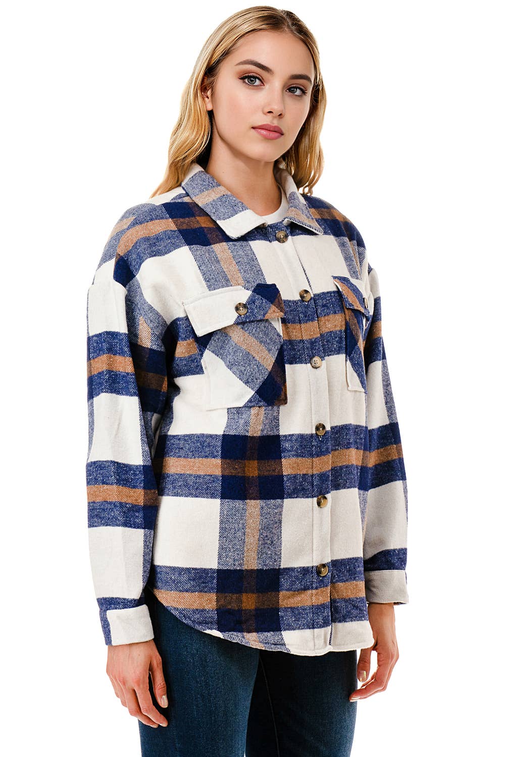 Color 5 - Wholesale Shirt Jacket/Shacket - Women's - Plaid flannel shacket basic shirt jacket w/fur lined inside15