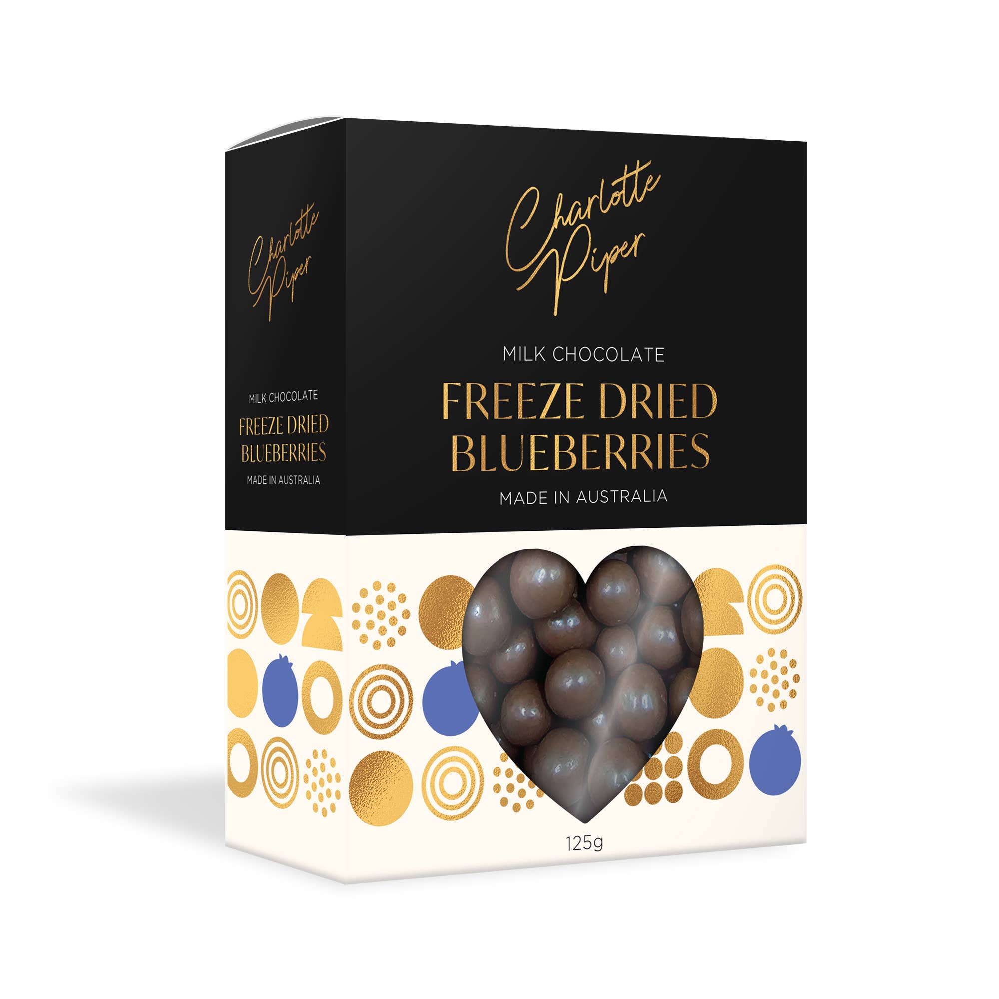 Charlotte Piper - Wholesale Chocolate-covered sweets - Milk Chocolate Freeze Dried Blueberries 125g (12) PBBM1250