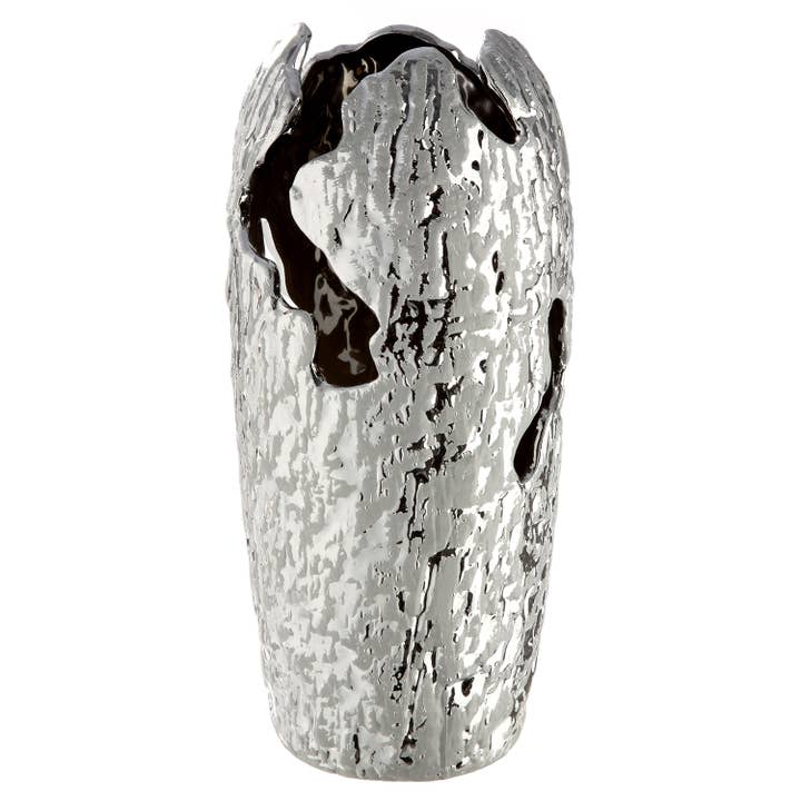 Vaso Crepa prateado H. 34 cm, VE 2 por atacado de Gilde Handwerk Macrander GmbH & Co. KG