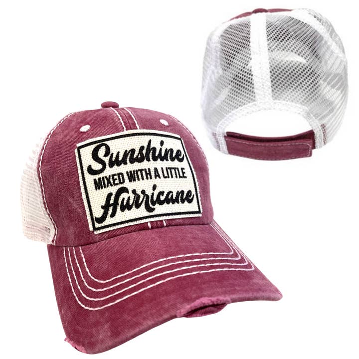 dkhandmade - Wholesale Trucker Hat - Women's - SUNSHINE WITH A LITTLE HURRICANE | WOMAN'S HAT | DISTRESSED2