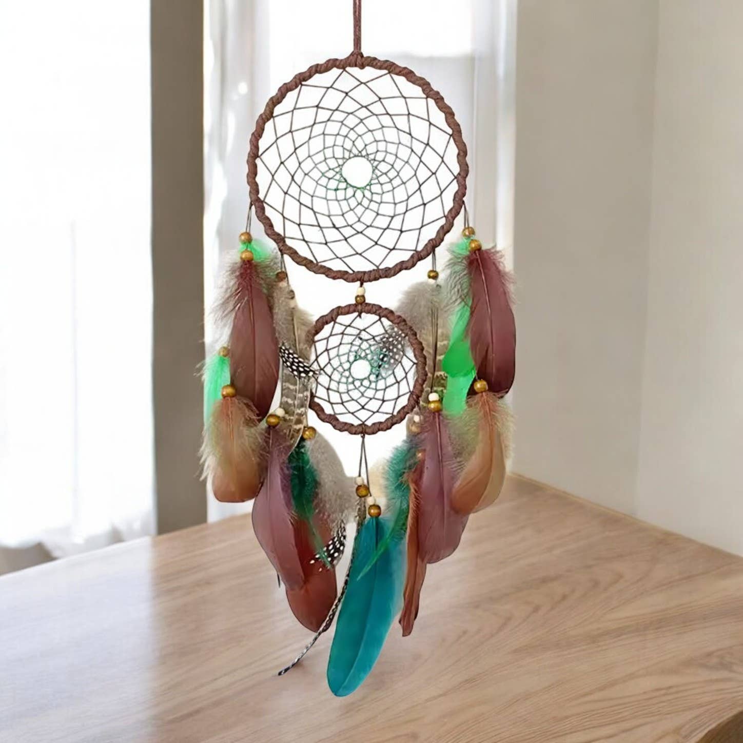 Crystolver (We Cover All Import Fees) – Großhandel Traumfänger – Bunte Traumfänger-Federn mit Windspiel2