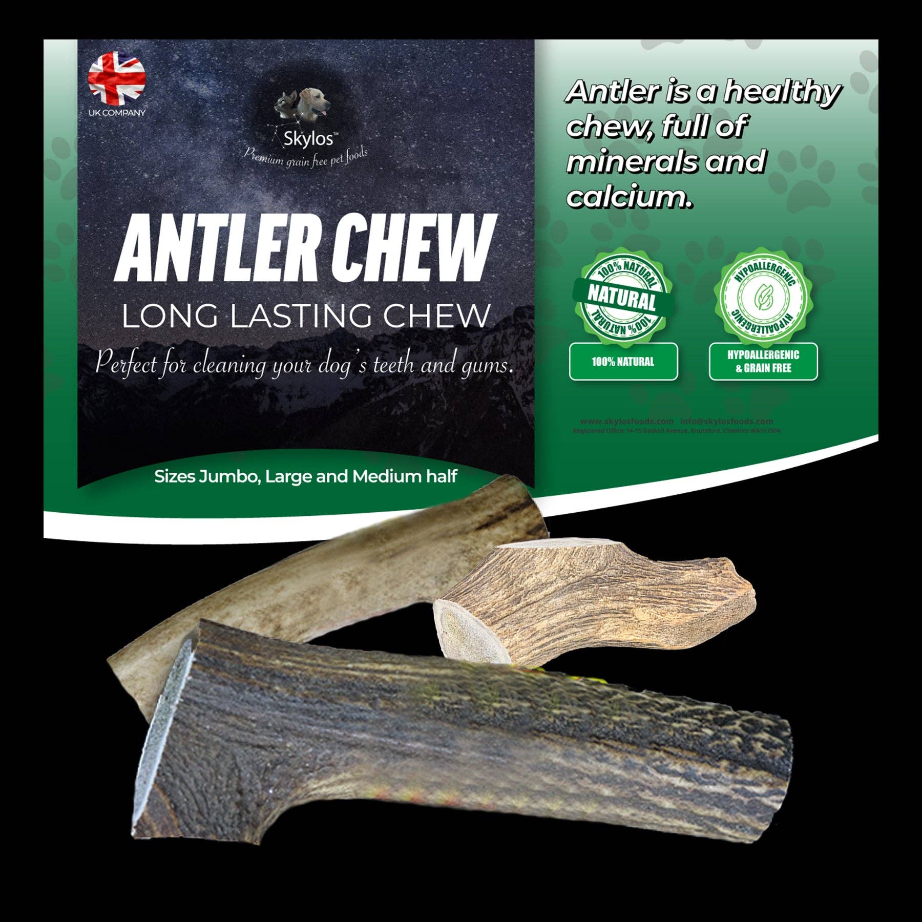 Skylos Foods – wholesale Pet chew toy – Dog – Antler Chew3