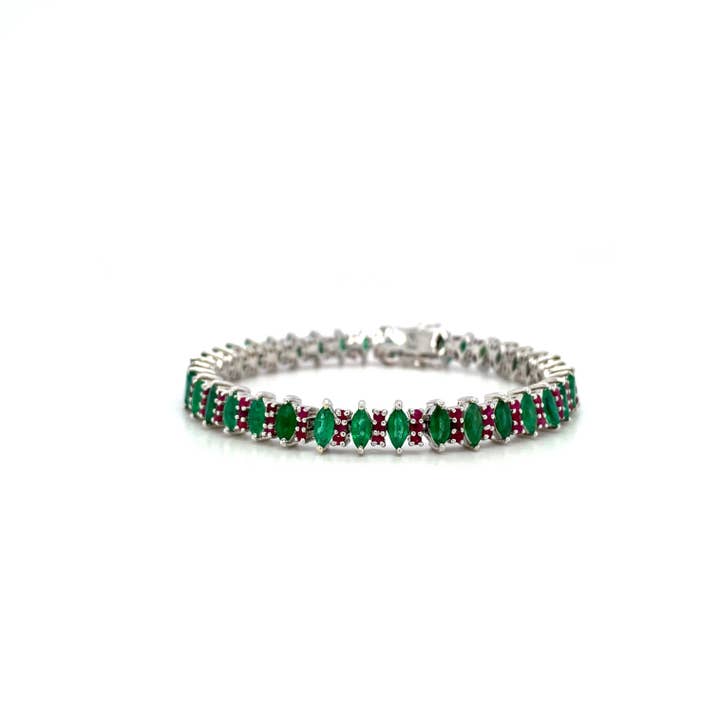 Multi Colour Stone Bracelet in .925 Silver - KSD 43113 for wholesale by Kotawala Jewels
