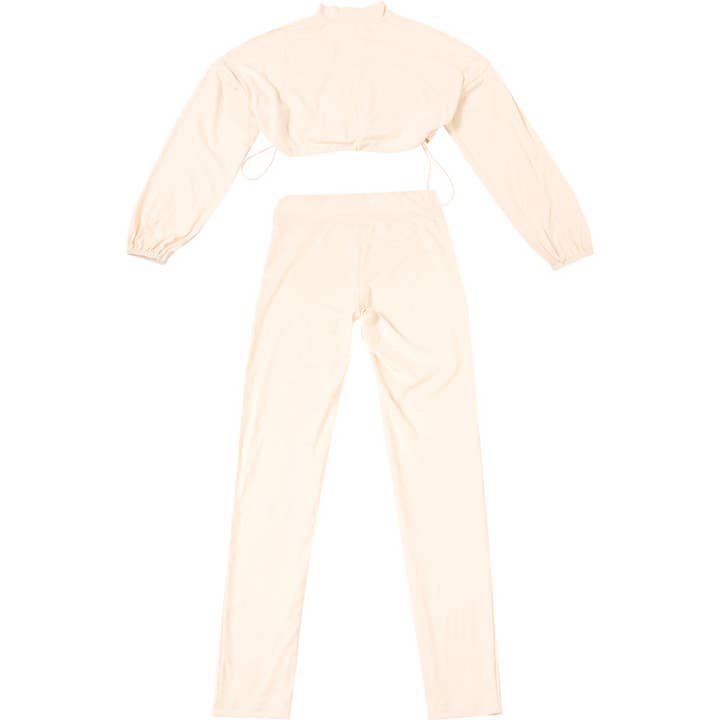 Lily Clothing - Wholesale Top & Pant Set (NOT Loungewear) - Women's - Drawstring Crop Top High Waist Skinny Pants Set45