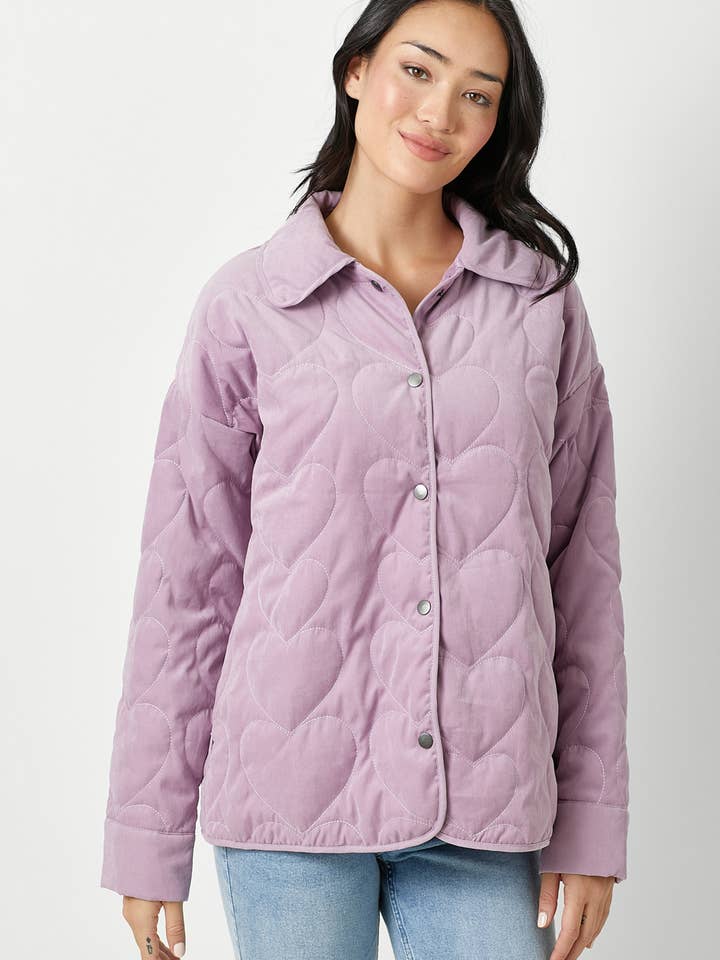 60332 Quilted Heart Padded Jacket for wholesale by Mystree