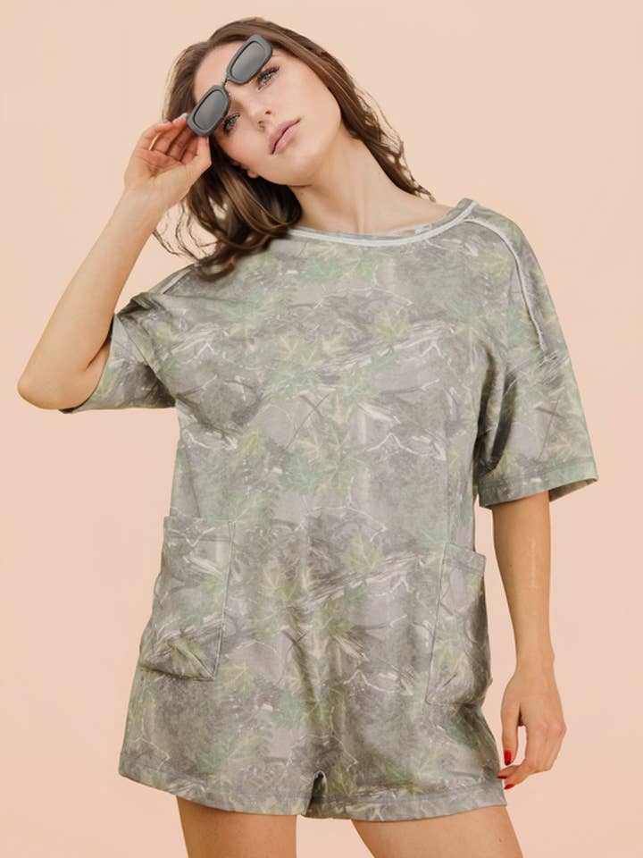 NP70981-Camo Print Knit Casual Romper for wholesale by VERY J