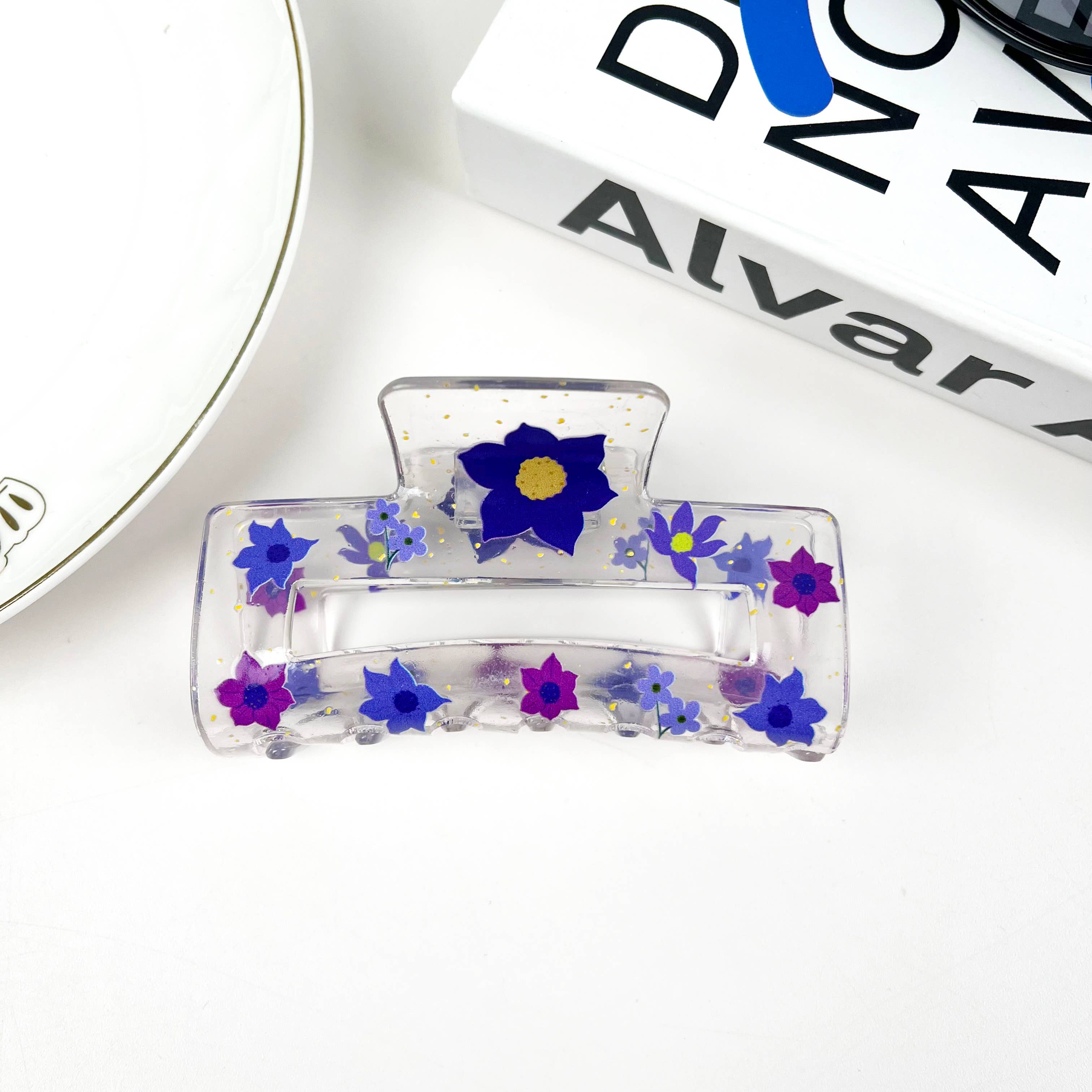 SoapElenGlen - Vente Pince à cheveux – femme - Pince à cheveux Flower Claw Clip, tournesol et cerisier4