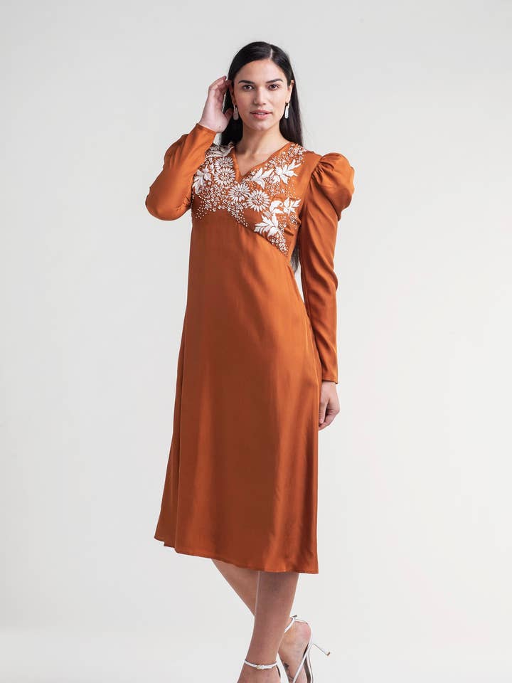 Rania Luxurious Silk A-Line Dress for wholesale by Transcend