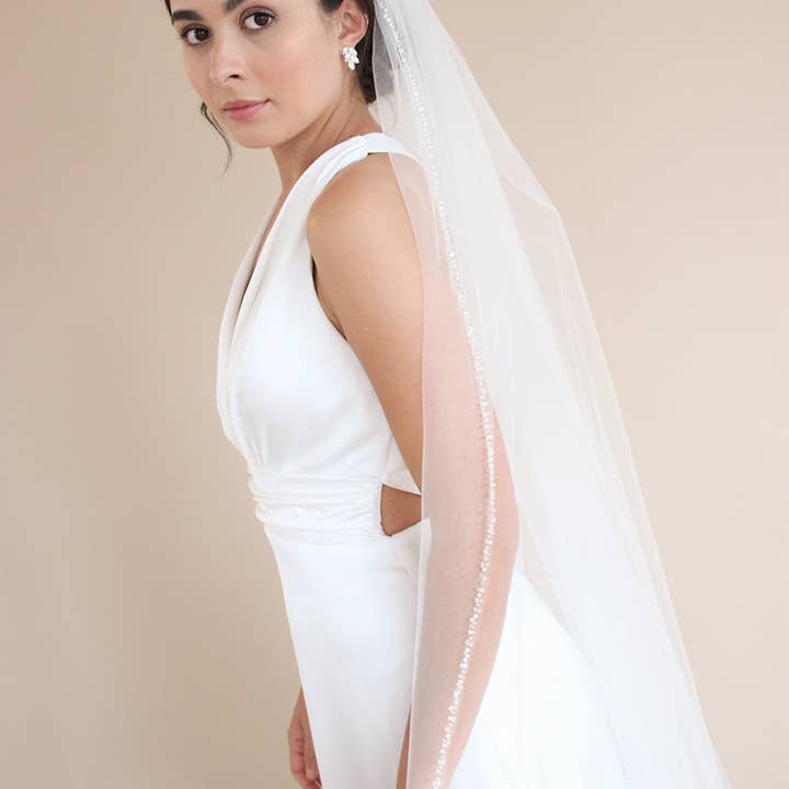 Dareth Colburn Designs - Wholesale Veil - Women's - Mariah Pearl & Crystal Beaded Veil