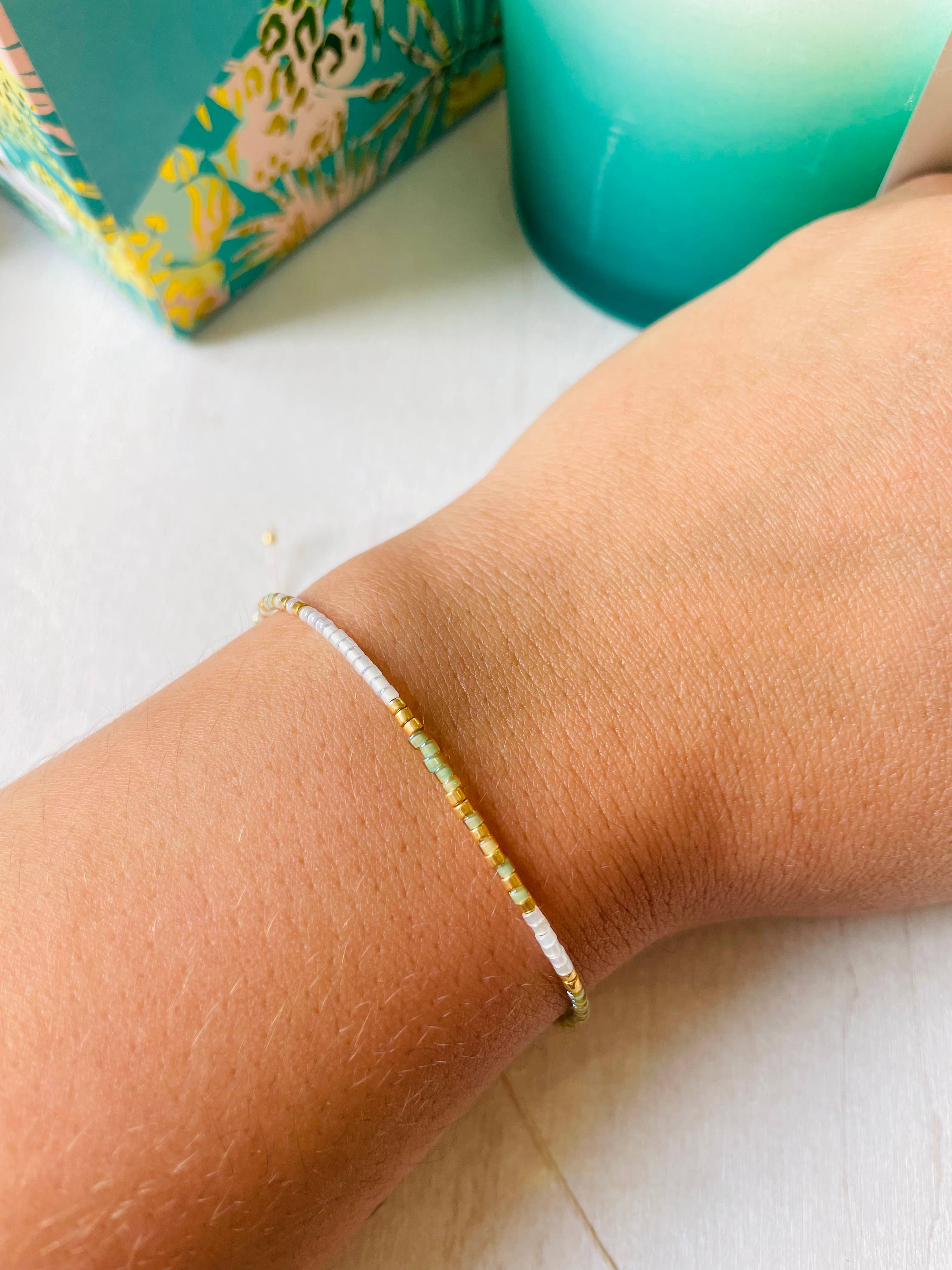 Atelline - Wholesale Beaded Bracelet - Adjustable Miyuki Pearl Bracelet in Nylon, Rocaille2