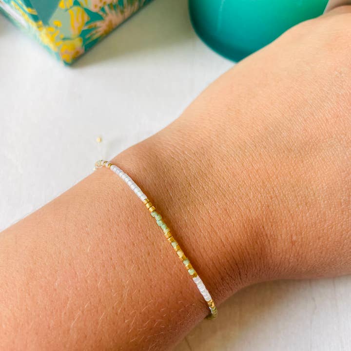 Atelline - Wholesale Beaded Bracelet - Adjustable Miyuki Pearl Bracelet in Nylon, Rocaille2