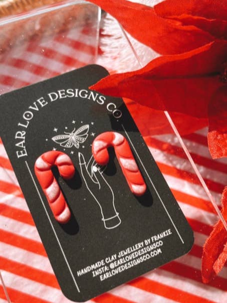 Candy Cane Stud örhängen för wholesale av Baked Clay