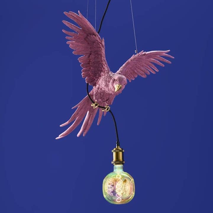 Lámpara de techo loro, resina de poliéster rosa, 50 x 25 x 57 cm para venta al por mayor de WERNS