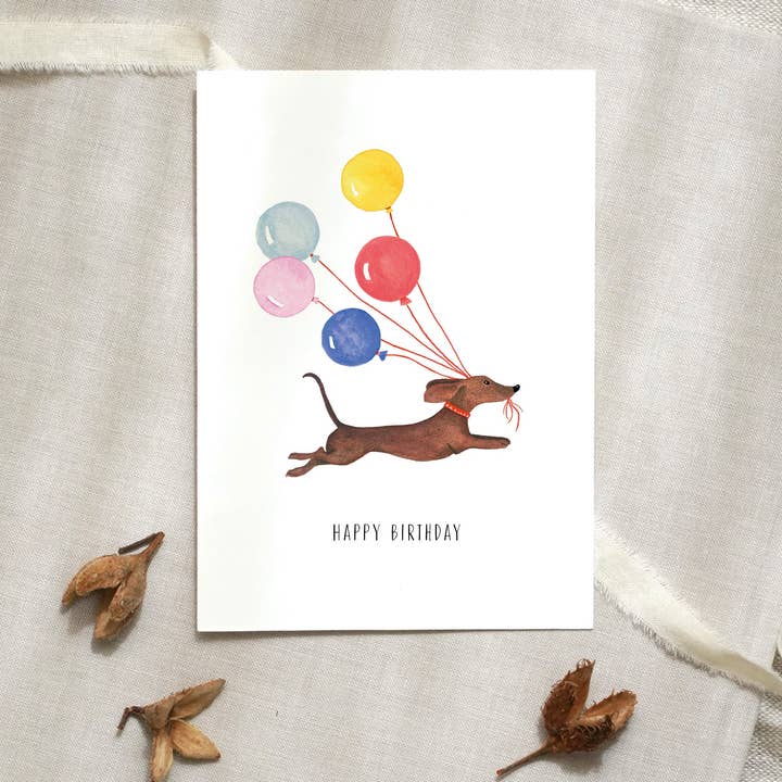 Cartão postal · Dachshund de aniversário por atacado de Leo La Douce GmbH