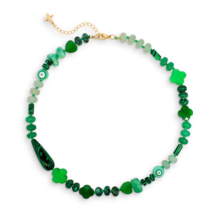 Collar de cuentas con colgante de piedra aventurina verde para venta al por mayor de XUXA