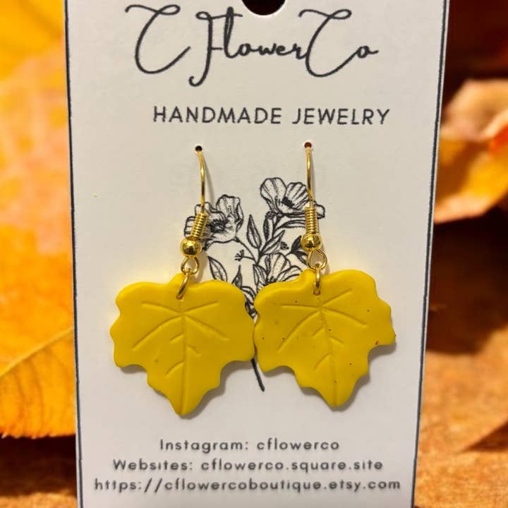 Höstörhängen Smycken - Höstlönnblad Handgjord Lera för wholesale av CFlowerCo