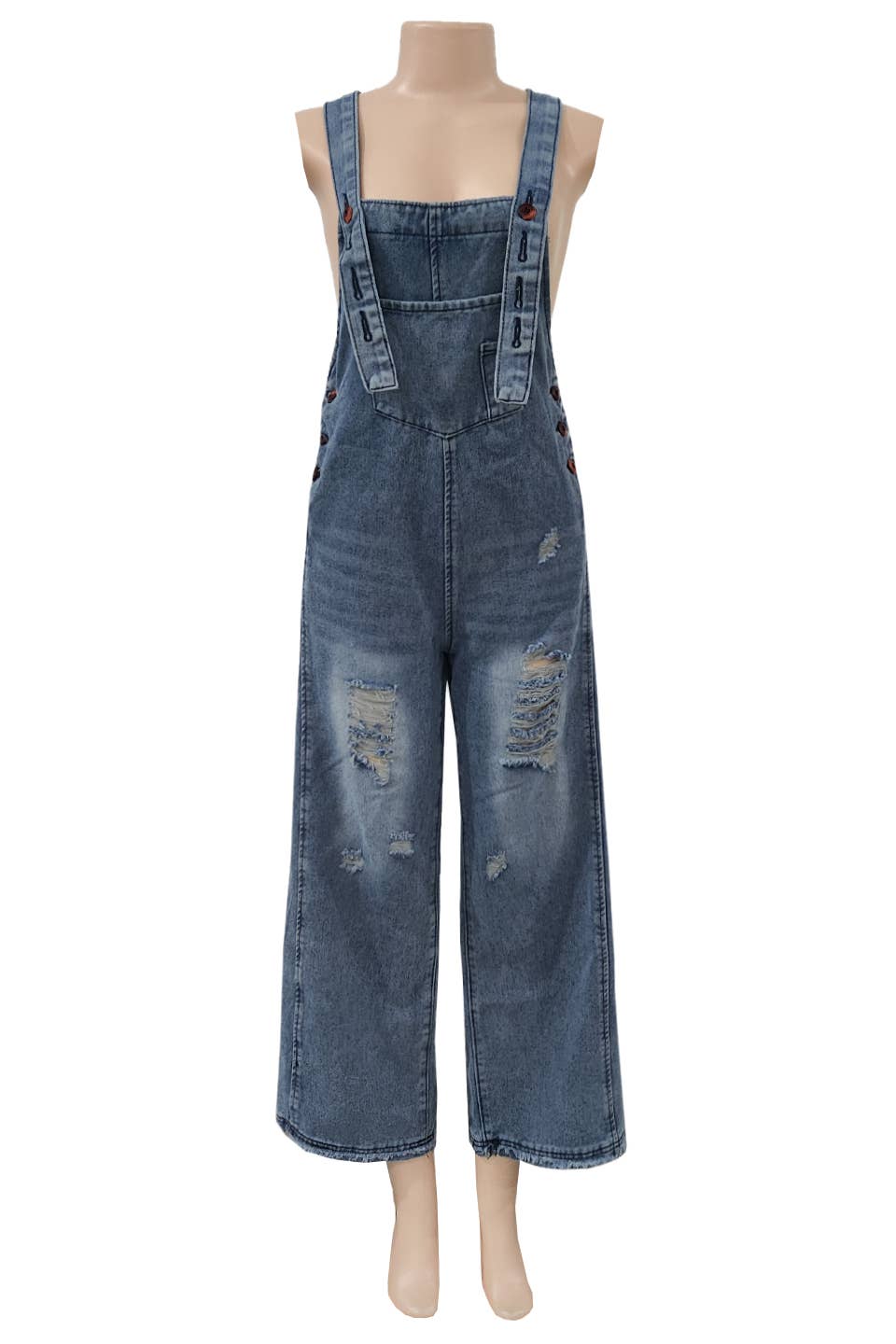 Rosa Clothing - Wholesale Overalls - Women's - southern Country distressed washed denim overall4