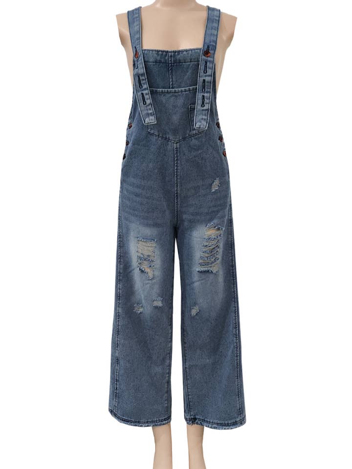Rosa Clothing - Wholesale Overalls - Women's - southern Country distressed washed denim overall4