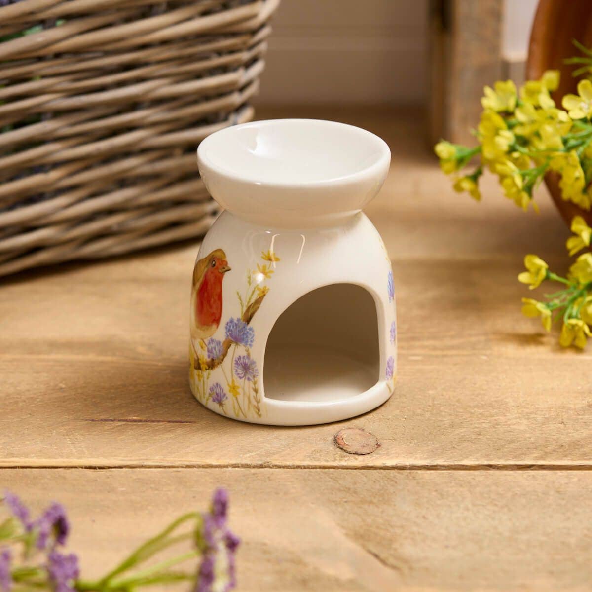 Langs - Wholesale Wax Warmer - Robin Floral Ceramic Wax Melt Burner1