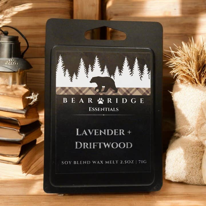 Lavendel + Drivtømmer Voksbrikette for engroshandel hos Bear Ridge Essentials