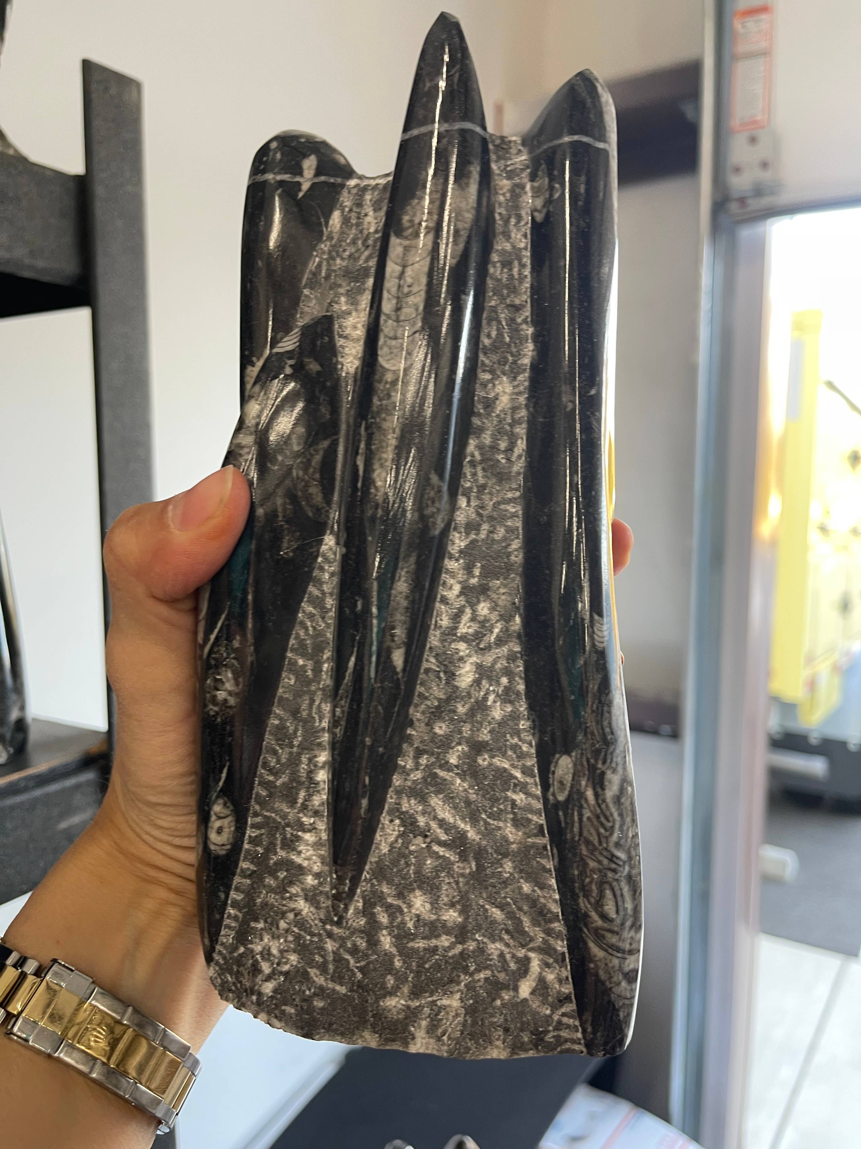 Casablanca Exports - Wholesale Decorative Tabletop Object - Fossil Orthoceras limestone statue tower 2