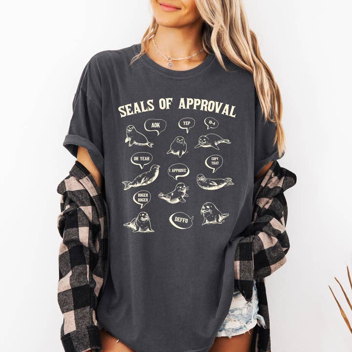 Seals Of Approval, Funny, Pun, Aesthetic Meme Dad Joke Shirt for wholesale by Refinery Number One LLC