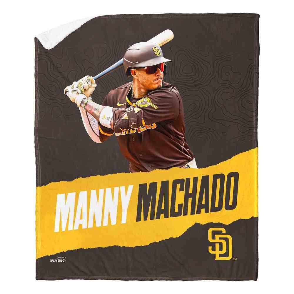 The Northwest Group - Wholesale Throw Blanket - MLB Padres  Manny Machado  - Silk Touch Sherpa Throw0