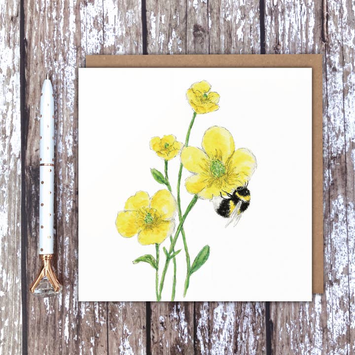 Carte d'abeille vierge Buttercup Bee pour la vente par Utterly Conkers