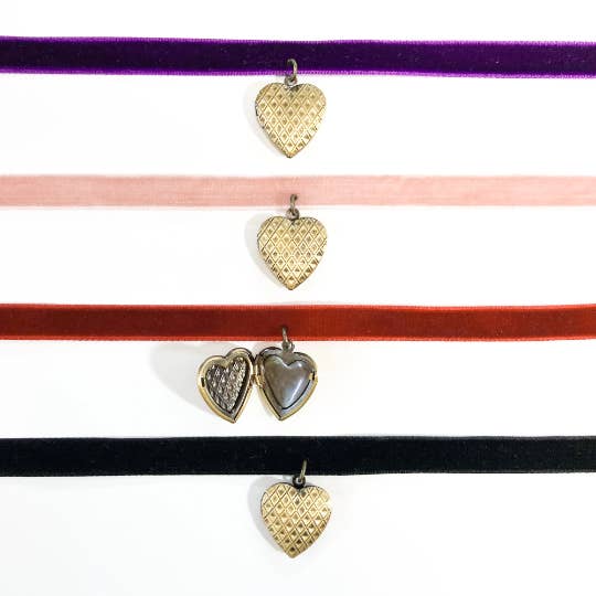 Heart Locket Velvet Choker | Victorian Locket Necklace for wholesale by Accessory Alchemy