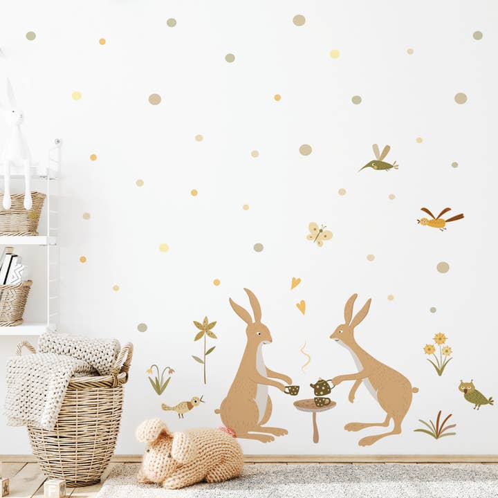 Adesivos de parede Tea Time Bunnies por atacado de Mica-Mica