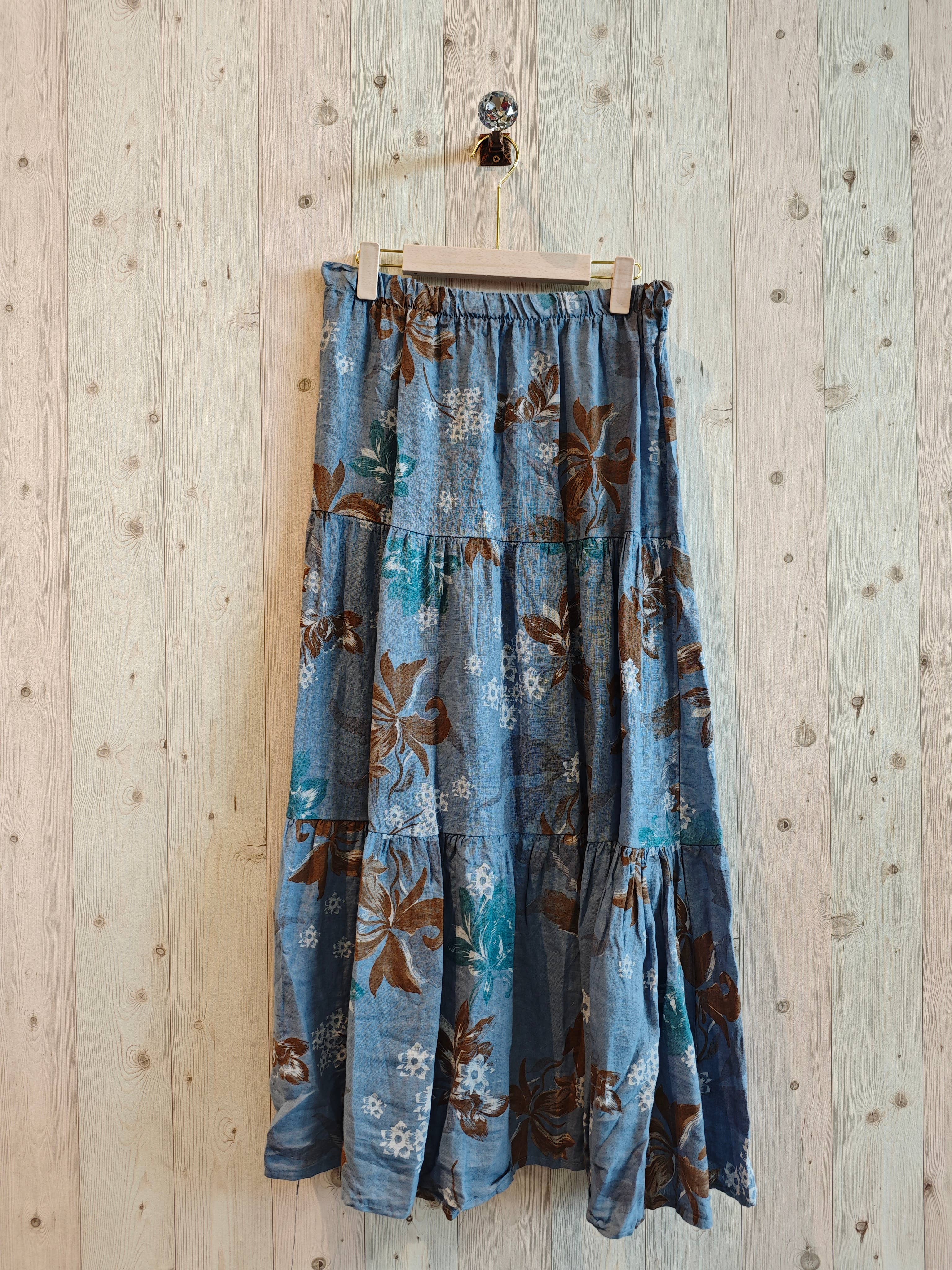 Linen & More - Wholesale Skirt - Women's - REF 80202 100% LINEN PRINTED SKIRT1