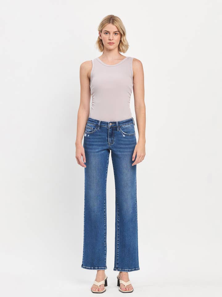 QUICKER MID RISE FULL LENGTH STRAIGHT LEG JEANS LV1488 for wholesale on Faire